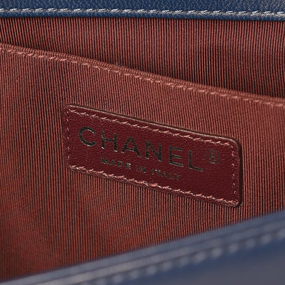 Chanel Wrinkled Lambskin Chevron Quilted Medium Boy Flap Navy 6 of 15