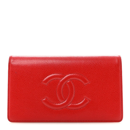 Chanel Caviar Timeless CC Yen Wallet Red 1 of 12