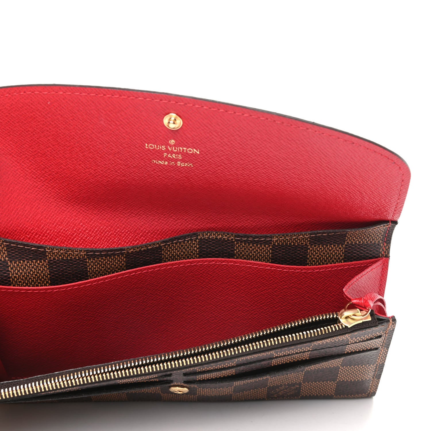 Louis Vuitton Damier Ebene Emilie Wallet Red 5 of 6