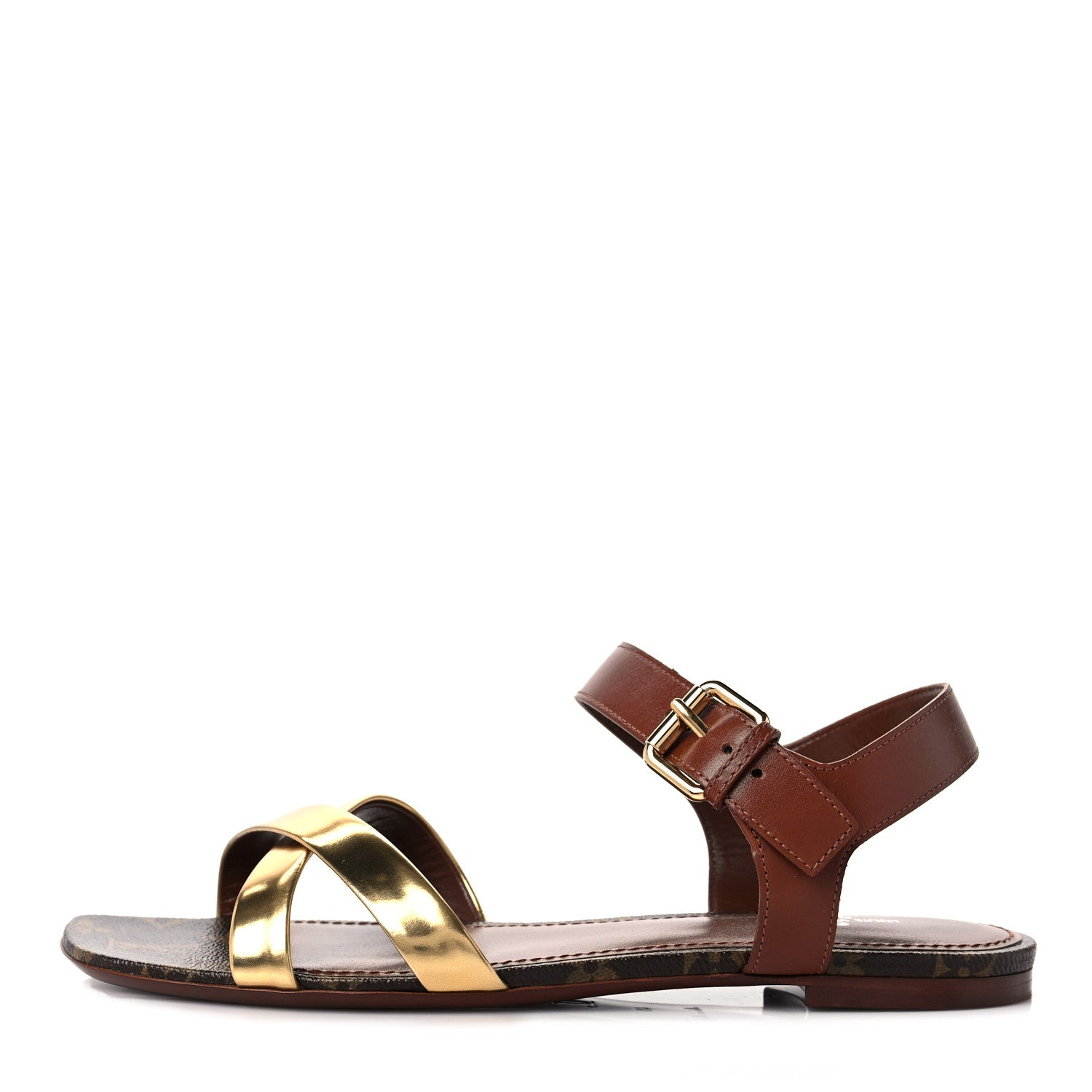 Louis Vuitton Monogram Metallic Flat Sandals 40 Gold 1 of 7