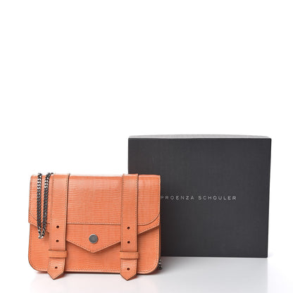 Proenza Schouler Calfskin Lizard Embosed Lizard PS1 Large Chain Wallet Grapefruit 11 of 11