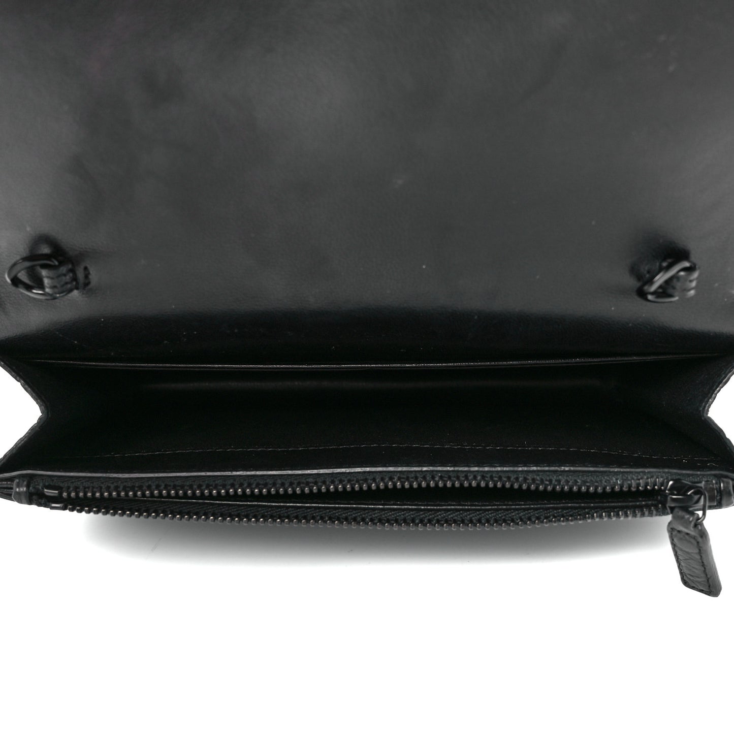 Calfskin Crocodile Embossed Monogram Envelope Chain Wallet Black