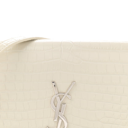 Saint Laurent Calfskin Crocodile Embossed Kate Monogram Tassel Chain Wallet Crema Soft 7 of 12