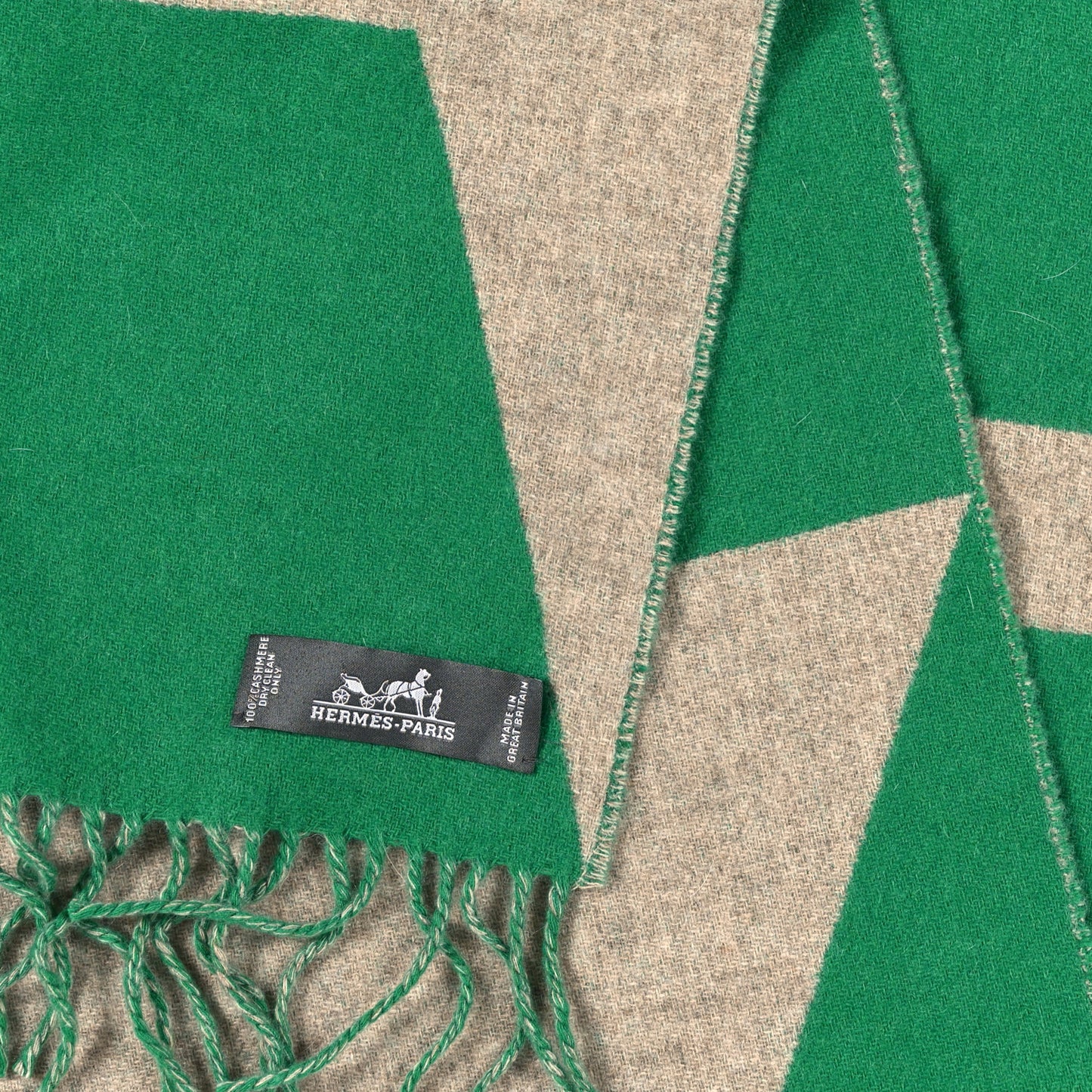 Cashmere Casaque Optique Muffler Vert Beige Naturel