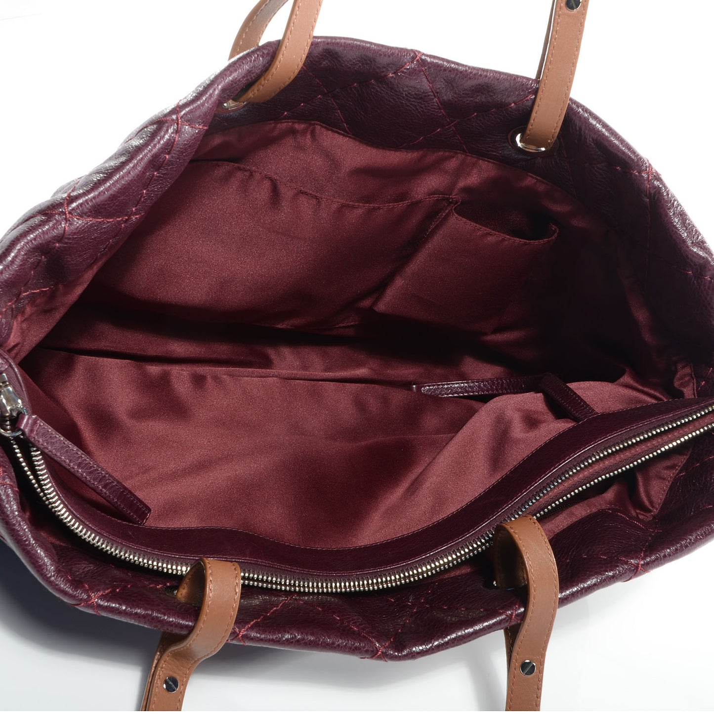 Glazed Calfskin Large On The Road Tote Plum