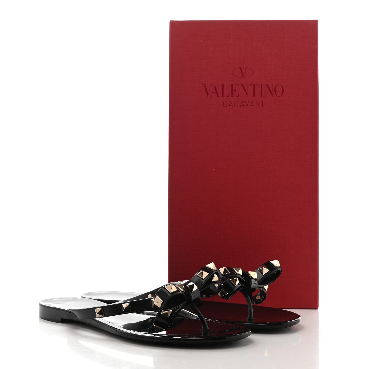 Valentino Garavani PVC Jelly Rockstud Bow Thong Sandals 37 Black 8 of 8