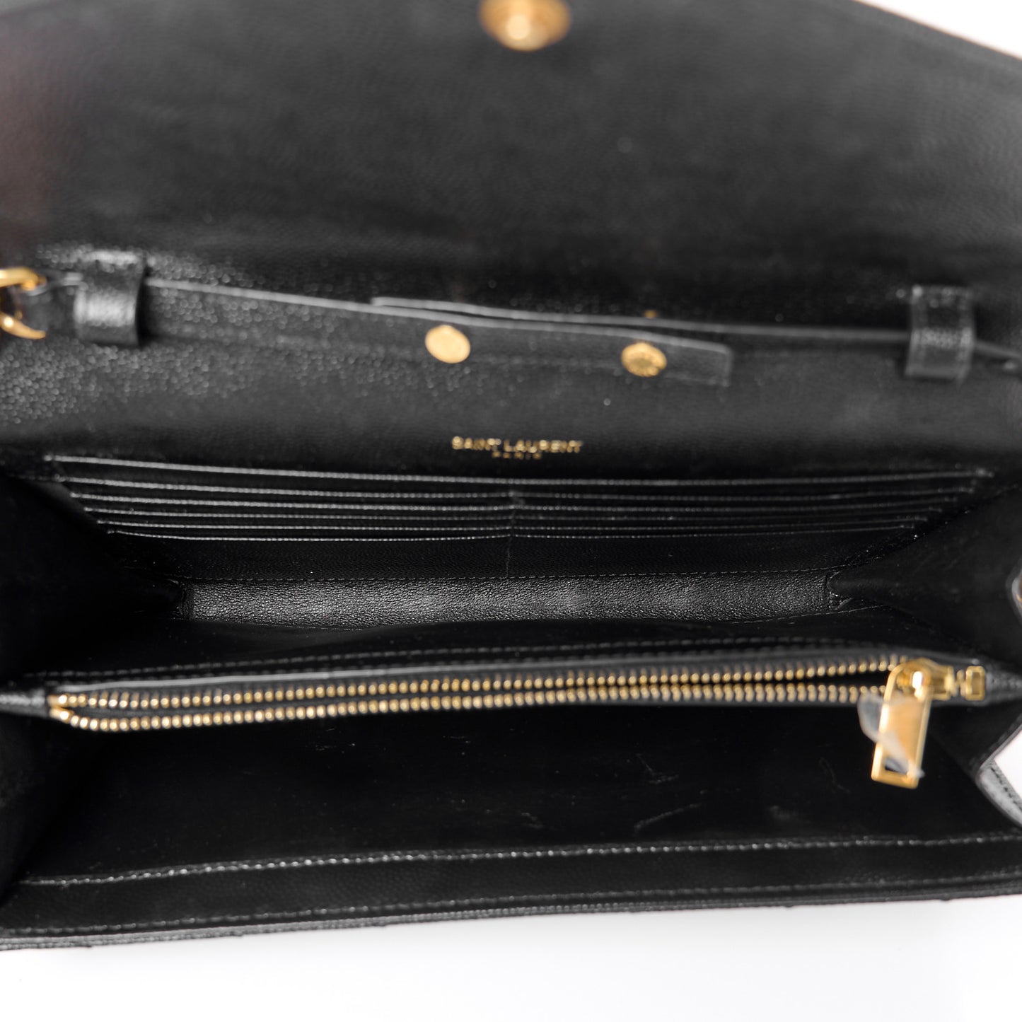 Grain De Poudre Matelasse Chevron Monogram Chain Wallet Black
