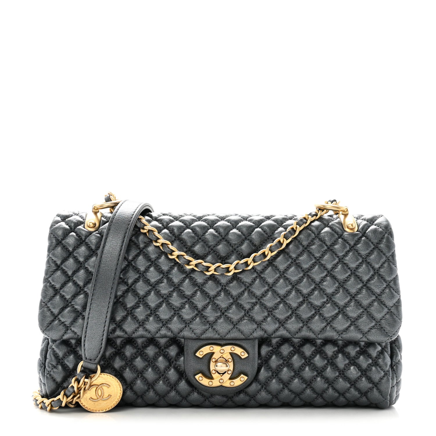 Chanel Metallic Calfskin Micro Quilted Small Flap Blue 1 of 11