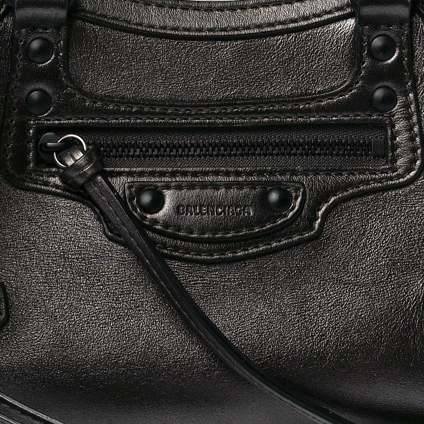 Smooth Calfskin Neo Classic Black Hardware Mini City Gunmetal