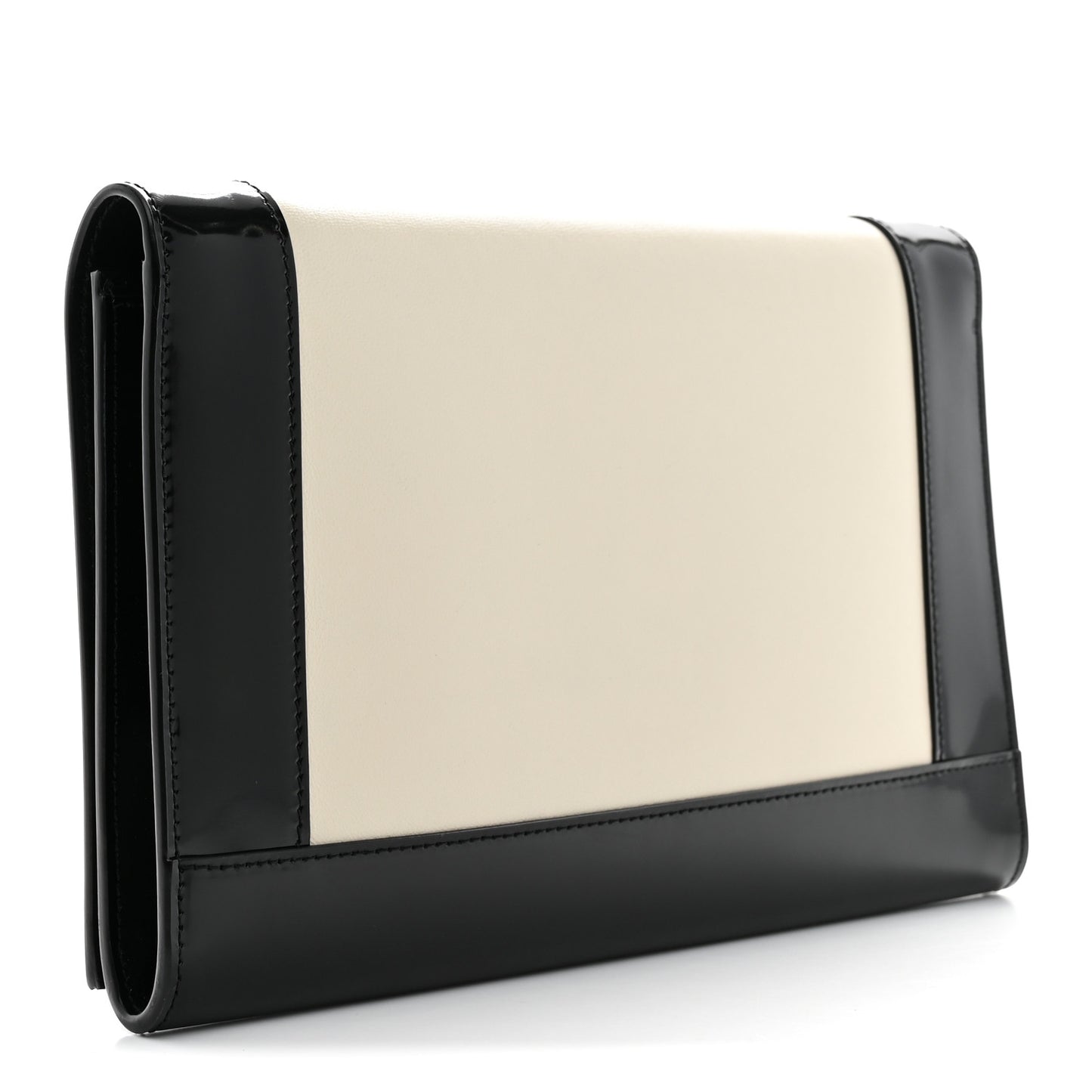 Nappa Patent Calfskin Two-Toned Monogram Pouch Alabastro Black
