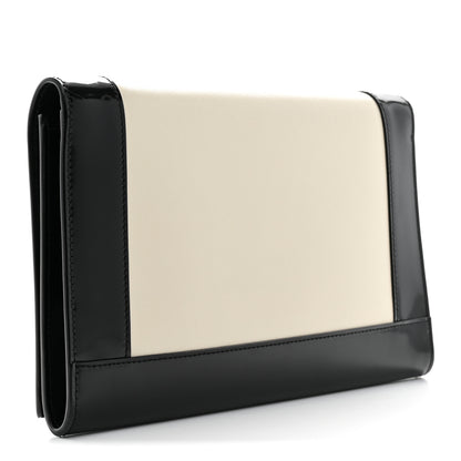 Saint Laurent Nappa Patent Calfskin Two-Toned Monogram Pouch Alabastro Black 3 of 9