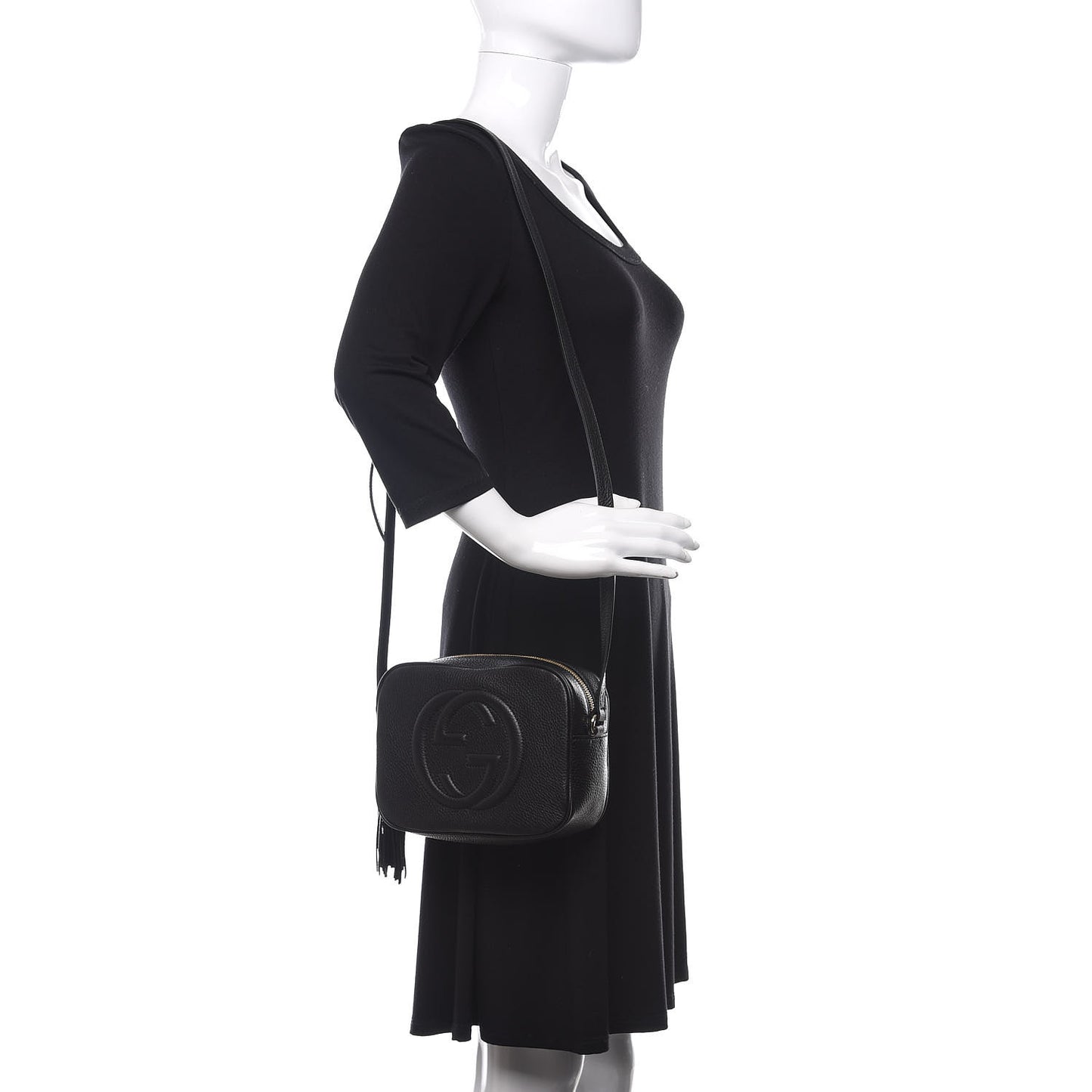 Pebbled Calfskin Small Soho Disco Bag Black