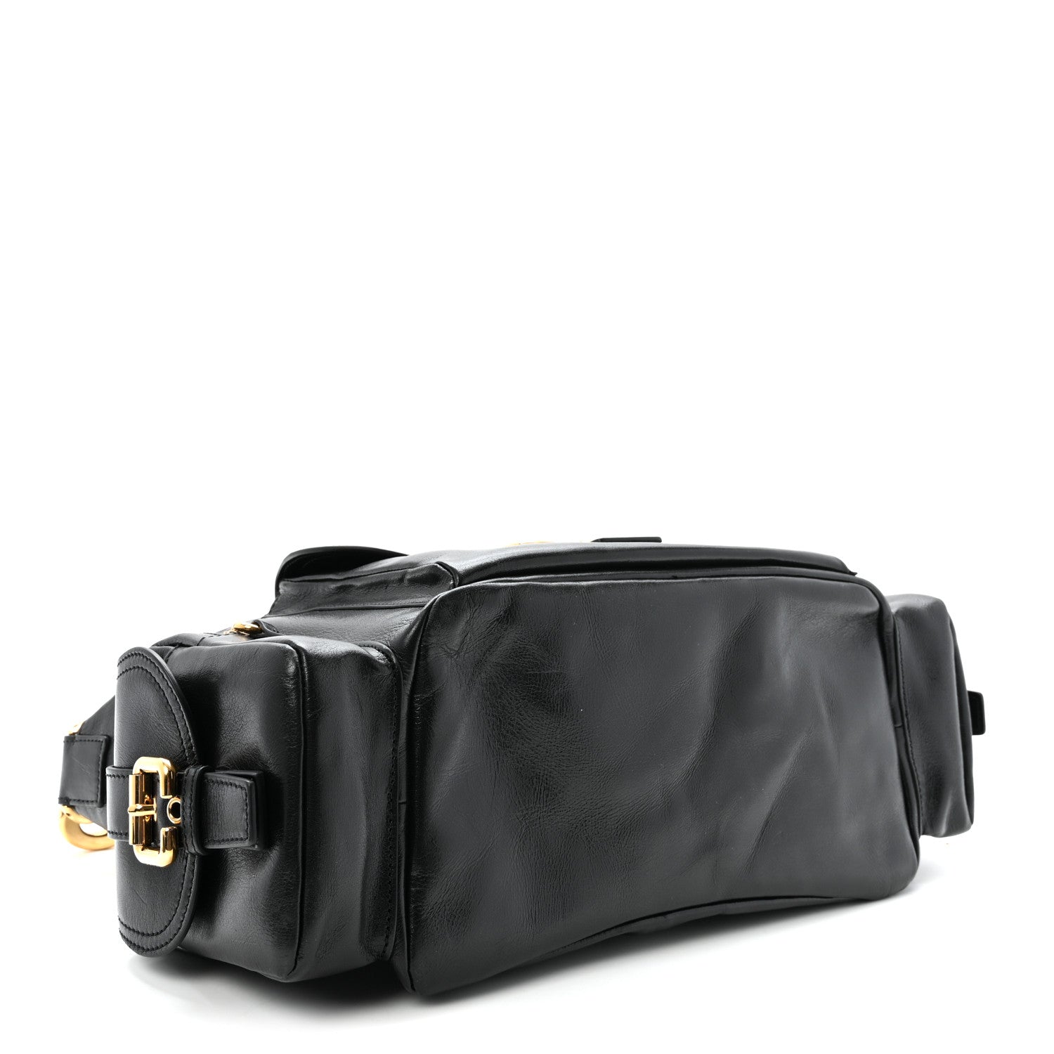 Chloe Shiny Calfskin Medium Double Carry Camera Bag Black 4 of 9