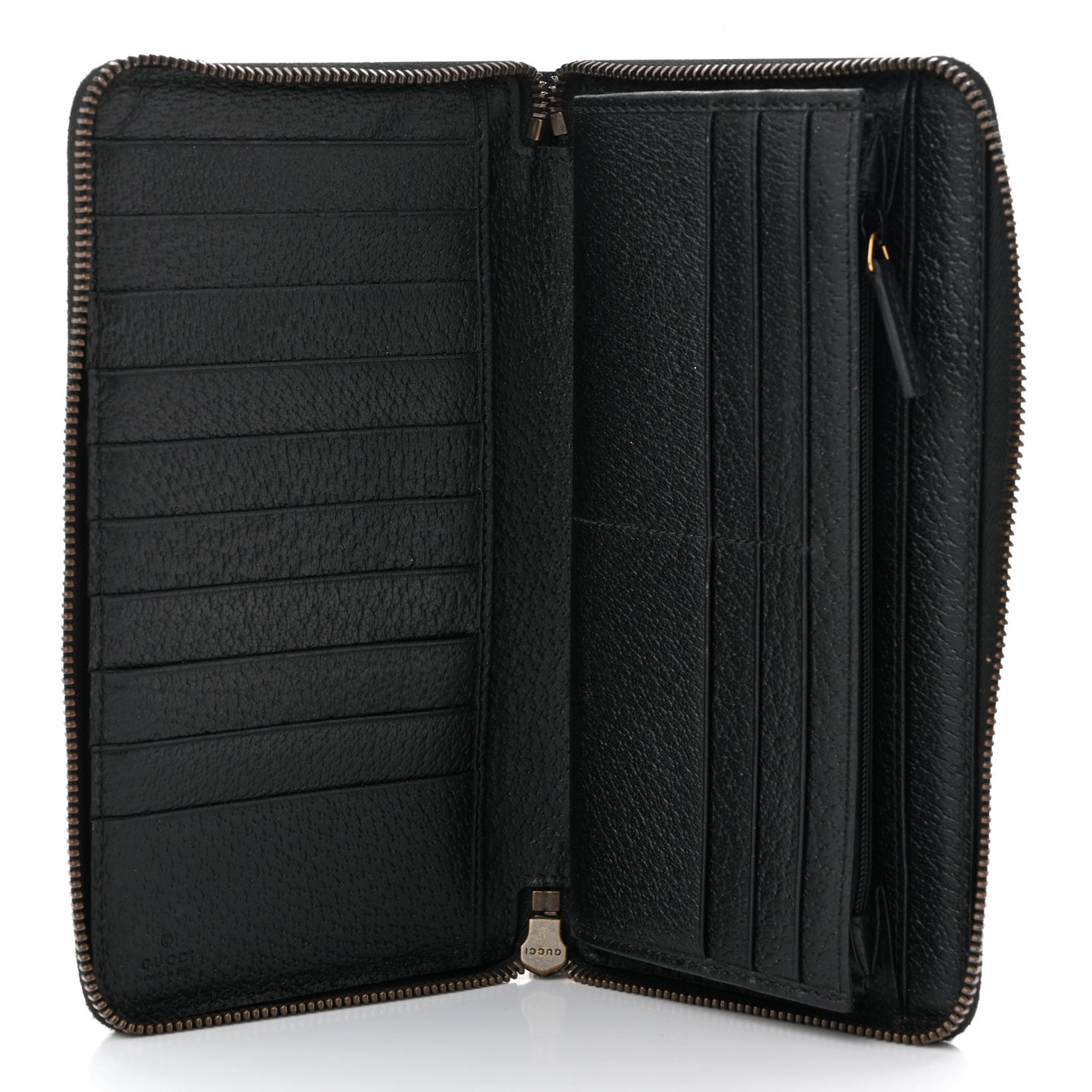 Dollar Calfskin Bee Star Zip Around Wallet Black