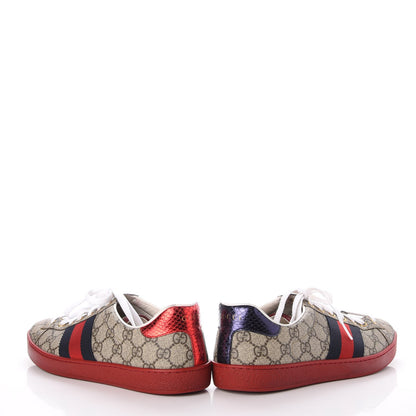 Gucci GG Supreme Monogram Ayers Web Mens New Ace Sneakers 8 Beige Red 5 of 14