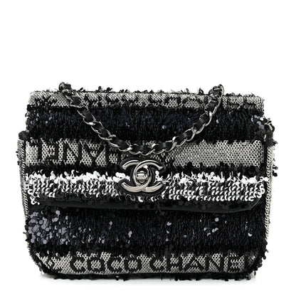 Chanel Sequin COCO Clutch With Chain Black Silver 1 of 13