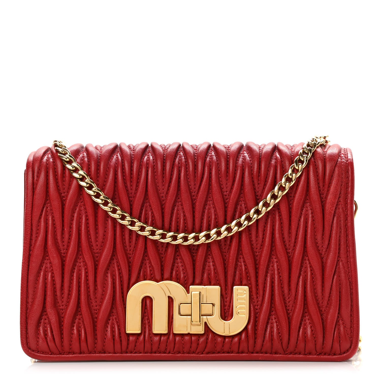 Miu Miu Nappa Matelasse Flap Clutch Red 1 of 12