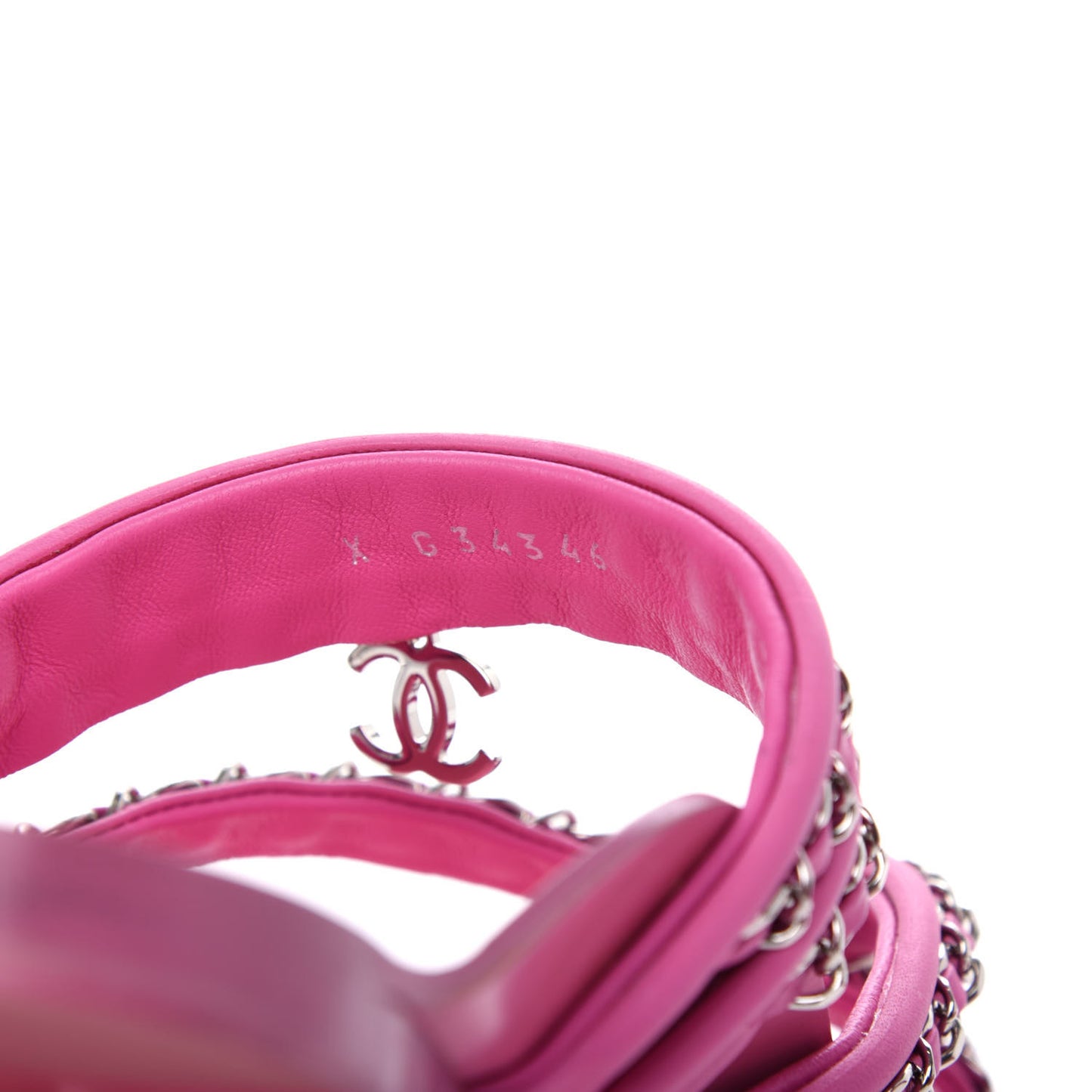 Calfskin Chain CC Thong Flat Sandals 40 Pink