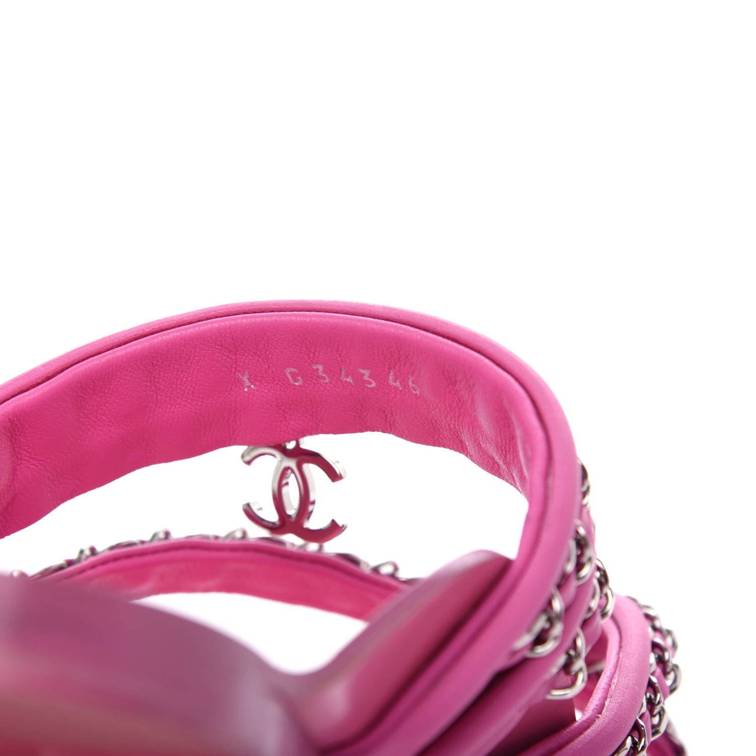 Chanel Calfskin Chain CC Thong Flat Sandals 40 Pink 10 of 11