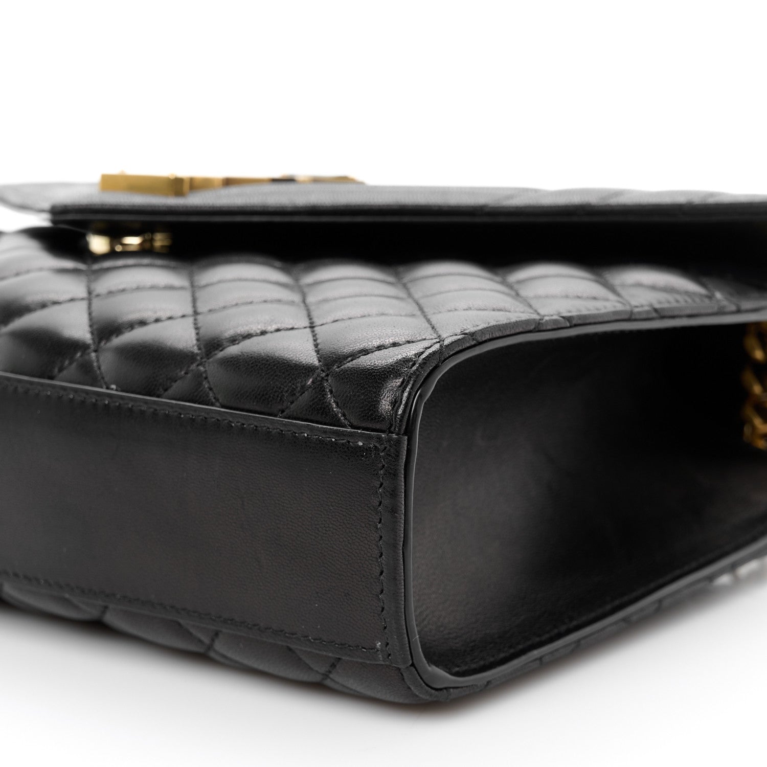Saint Laurent Lambskin Mixed Matelasse Triquilt Medium Monogram Satchel Black 11 of 11