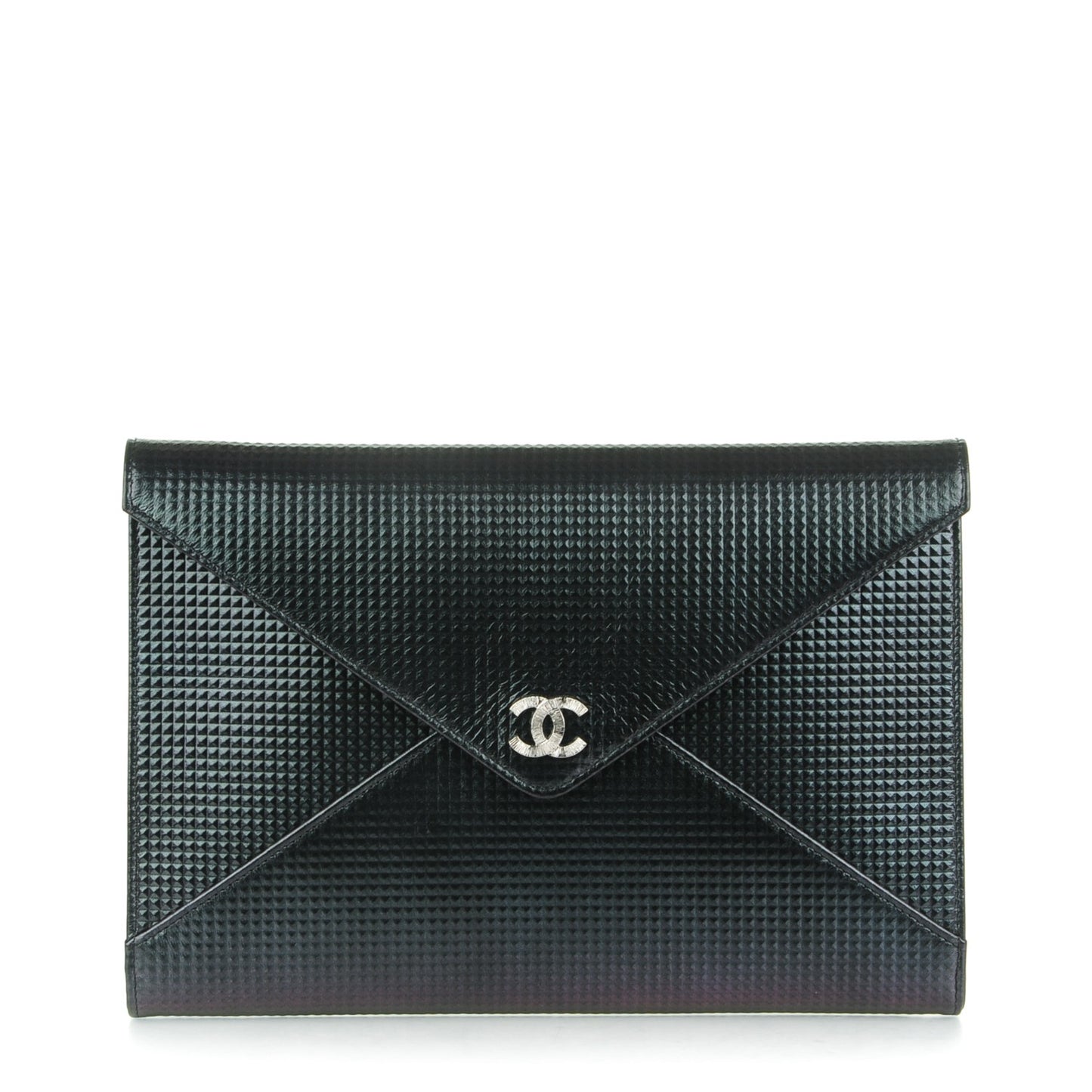 Metallic Lambskin Small Clutch Black