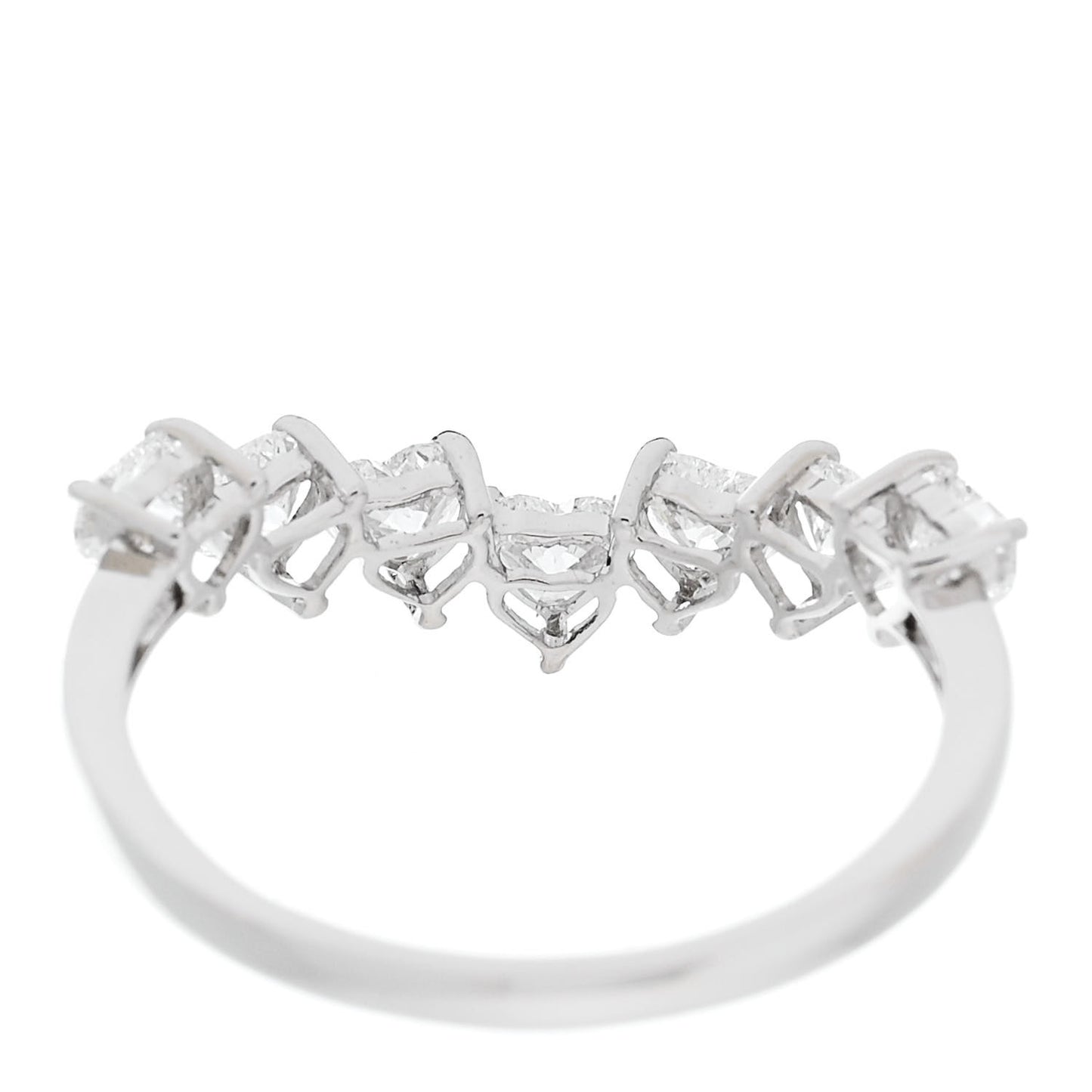 18K White Gold Diamond 1.00ctw Heart Cut Curved Ring 54 7