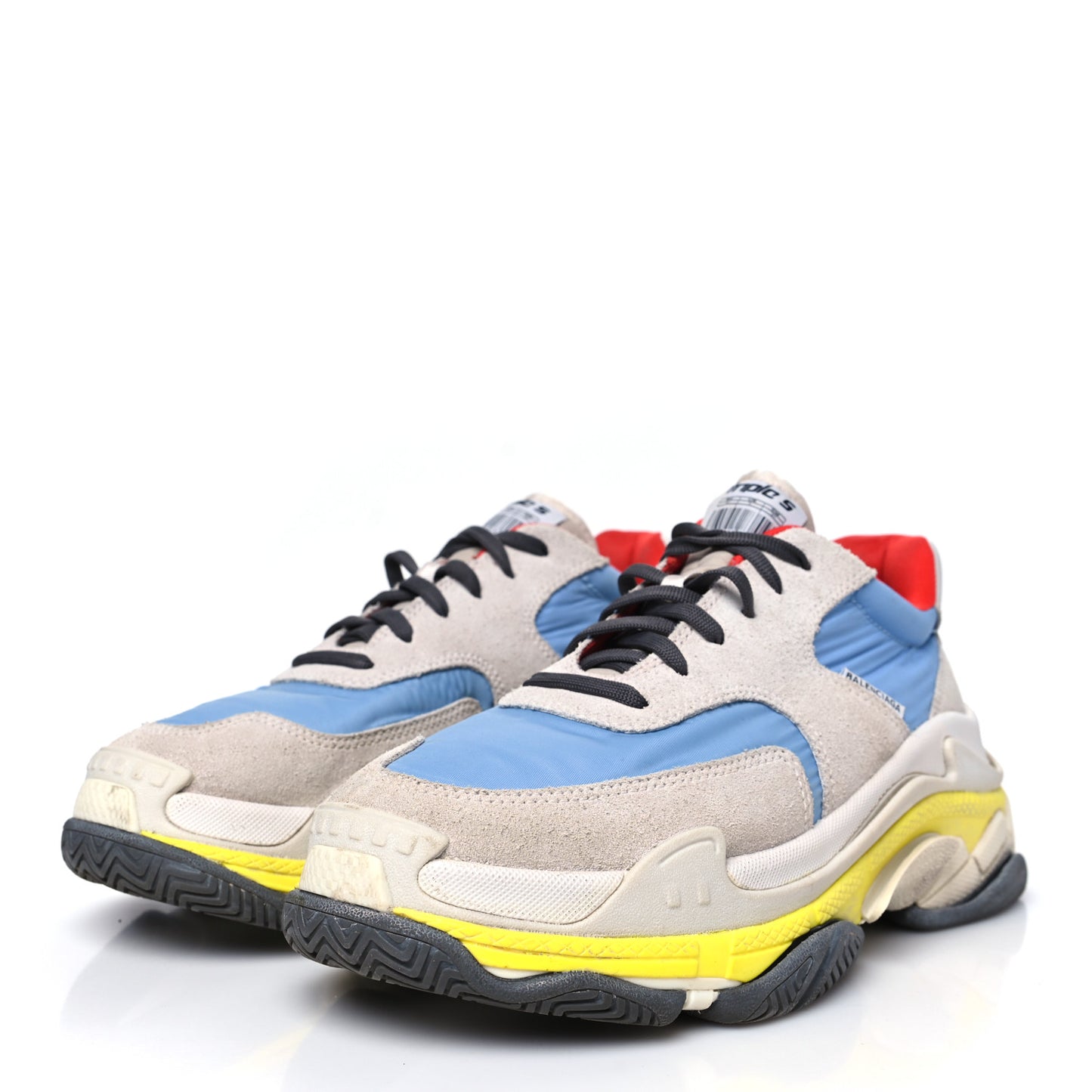 Nylon Suede Womens Triple S 2.0 Sneakers Gris Bleu Rouge
