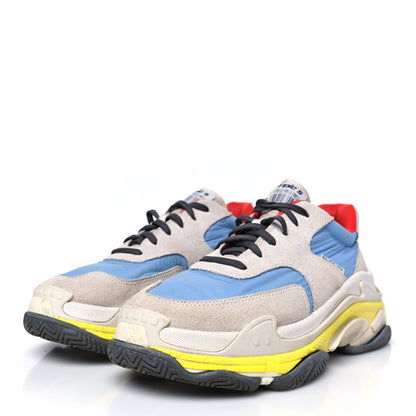 Balenciaga Nylon Suede Womens Triple S 2.0 Sneakers Gris Bleu Rouge 4 of 9