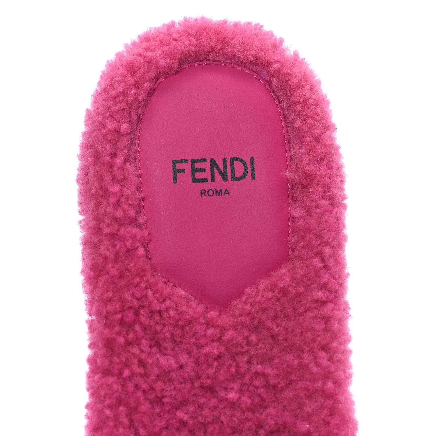 Fendi Shearling FF Baguette Slide Sandals  37 Pink 7 of 8