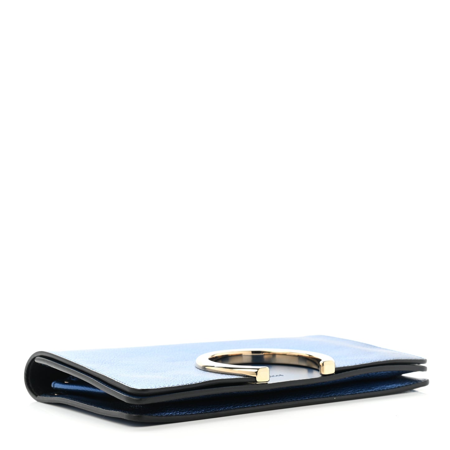 Metallic Grained Calfskin Gabrielle Clutch Blue