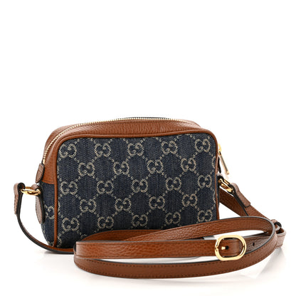 Gucci New Denim GG Monogram Dollar Calfskin Mini Ophidia Shoulder Bag Blue Tea Cuir Epilog 3 of 11