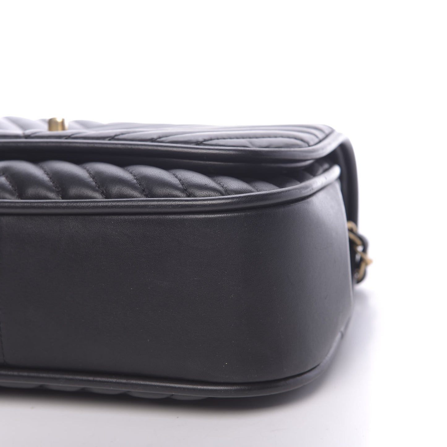 Lambskin Reverse Chevron Quilted Round Top Handle Flap Black