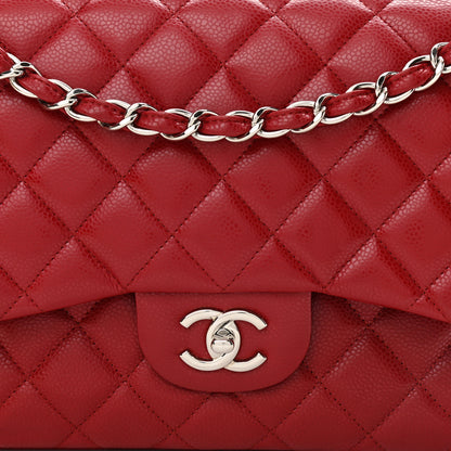 Chanel Caviar Quilted Jumbo Double Flap Red 8 of 11