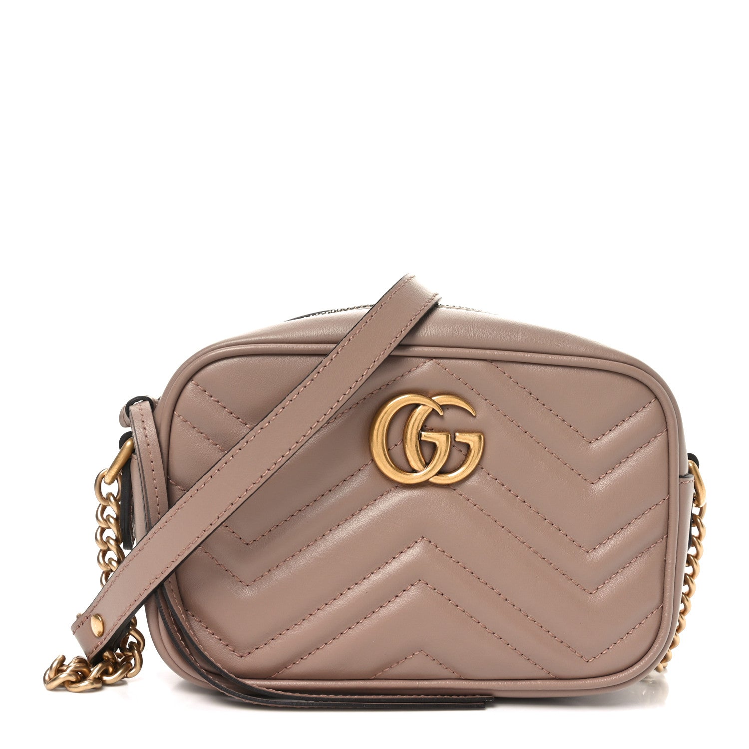 Gucci Calfskin Matelasse Mini GG Marmont Chain Shoulder Bag Porcelain Rose 1 of 11