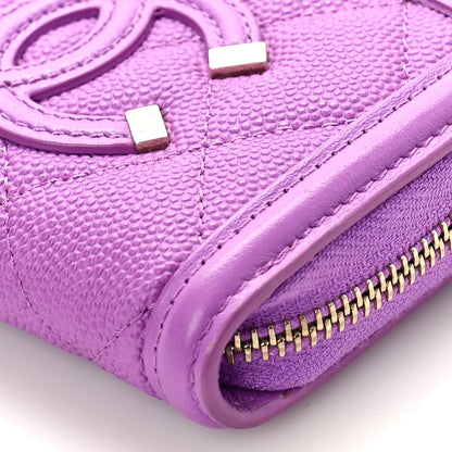 Chanel Caviar Quilted Filigree Coin Purse Purple 9 of 10