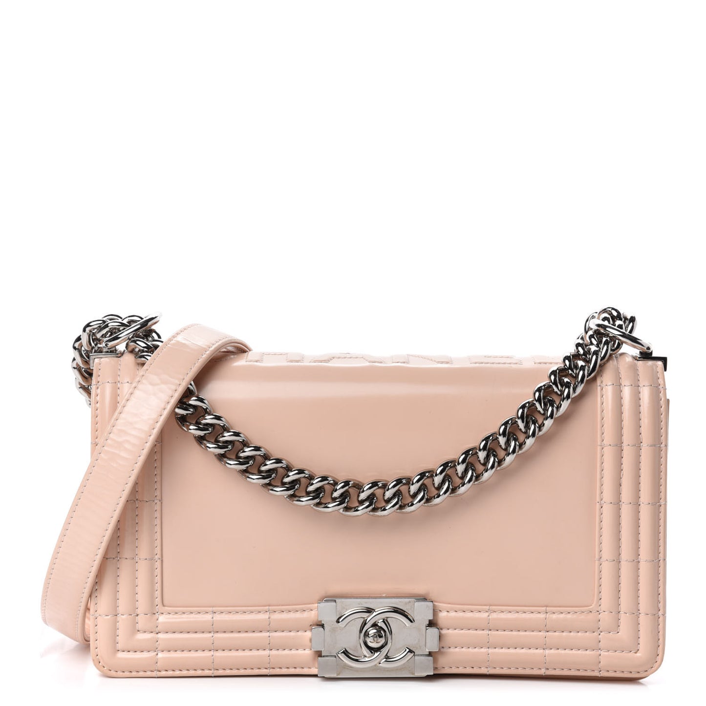 Glazed Calfskin Medium Boy Flap Light Pink