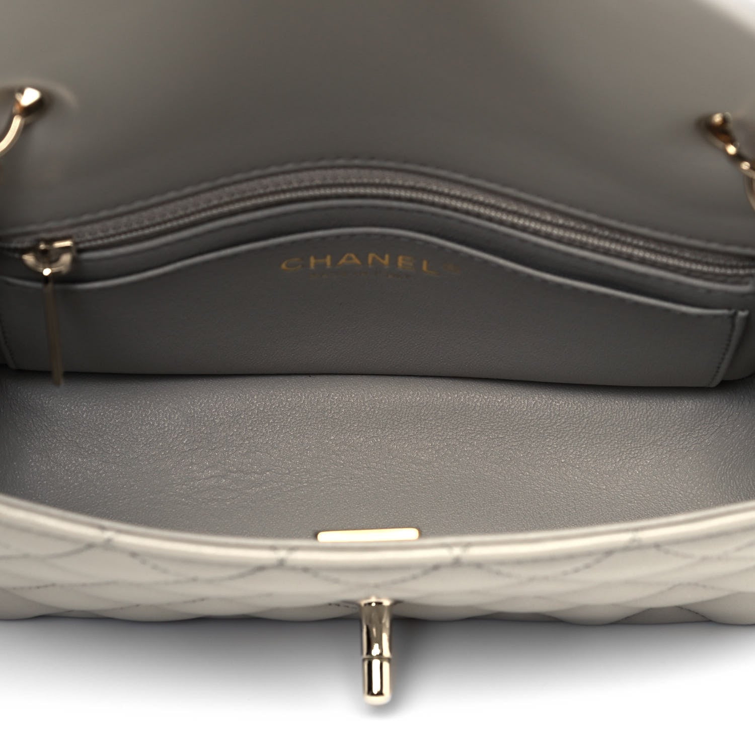 Chanel Lambskin Quilted Mini Rectangular Flap Grey 8 of 10