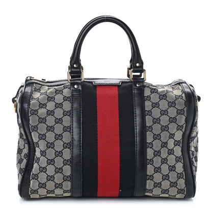 Gucci Monogram Selleria Calfskin Vintage Web Medium Boston Beige Blue 1 of 4
