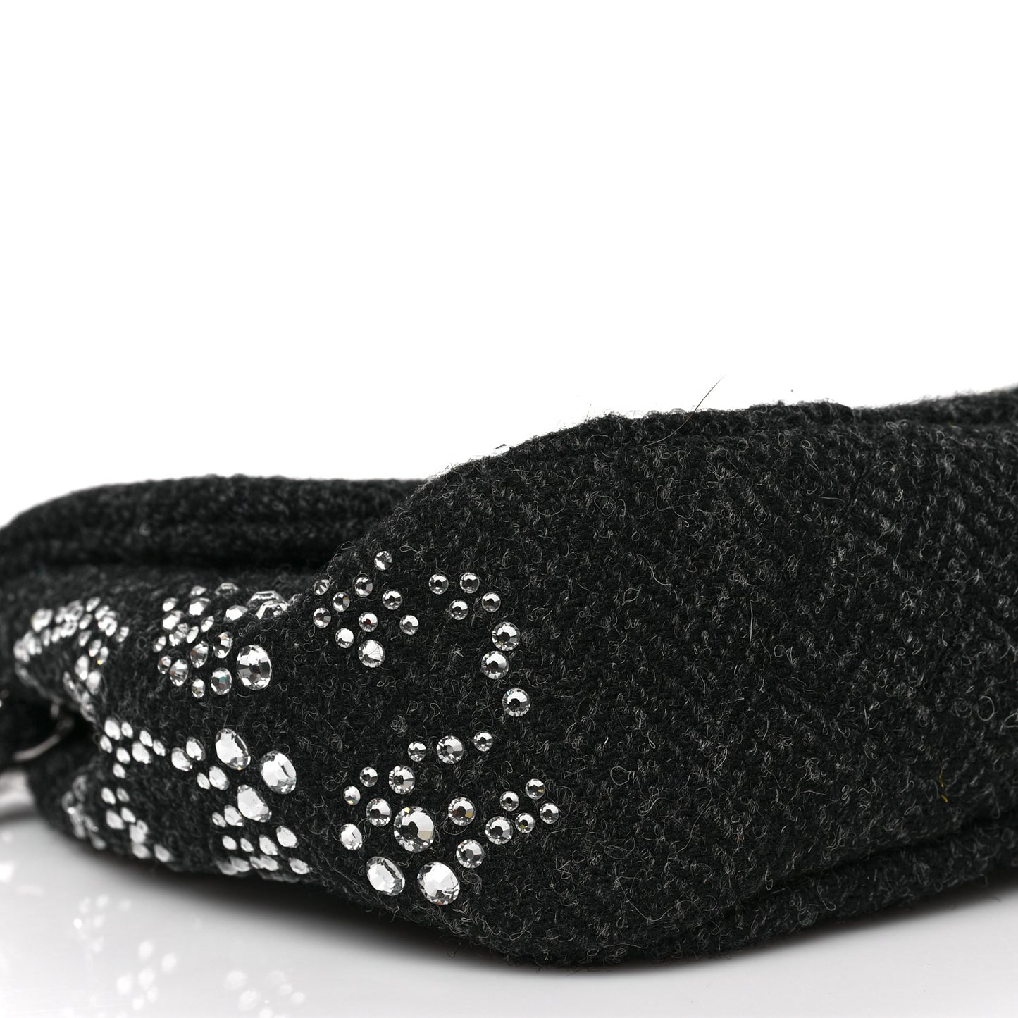 Tweed Swarovski Crystal Leopard Jumbo Flap Black