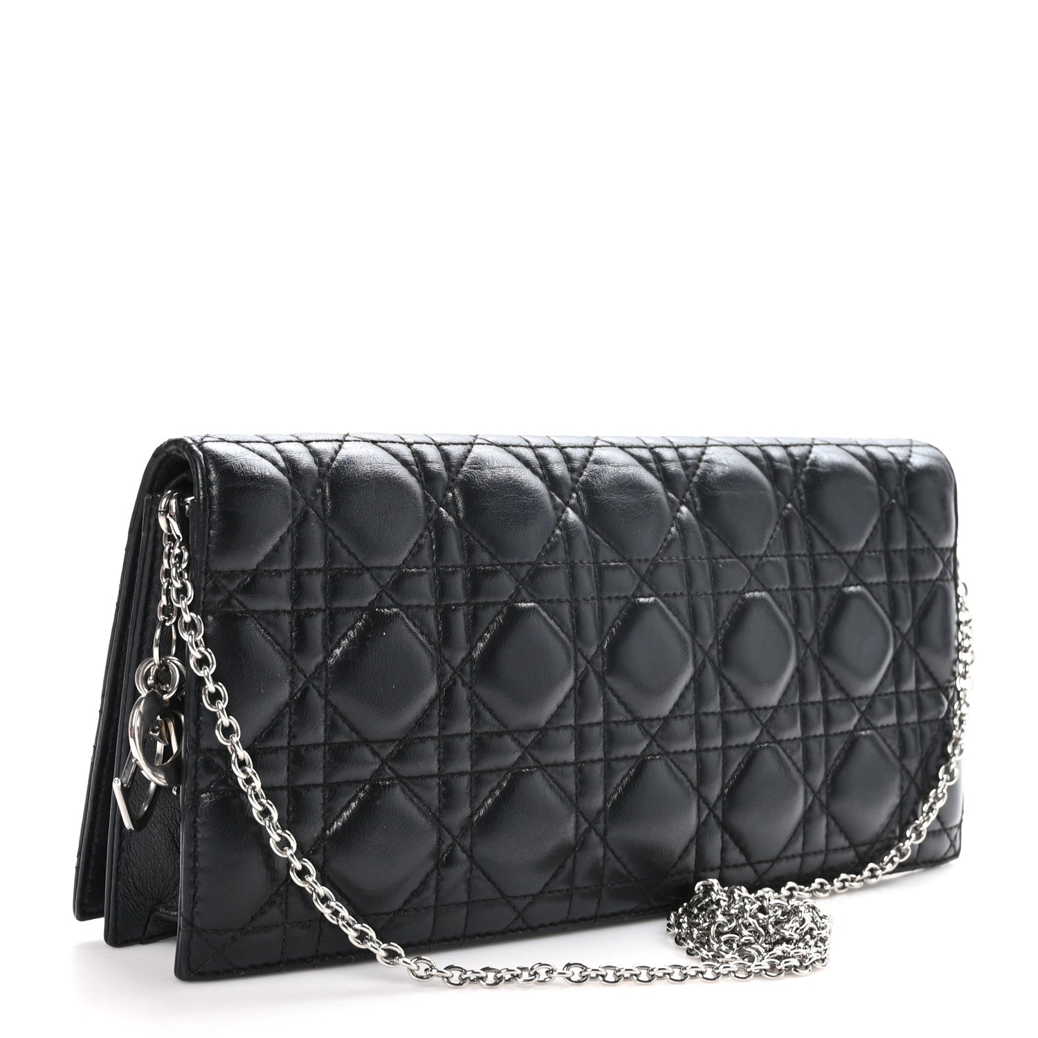 Christian Dior Lambskin Cannage Lady Dior Convertible Clutch Black 3 of 10