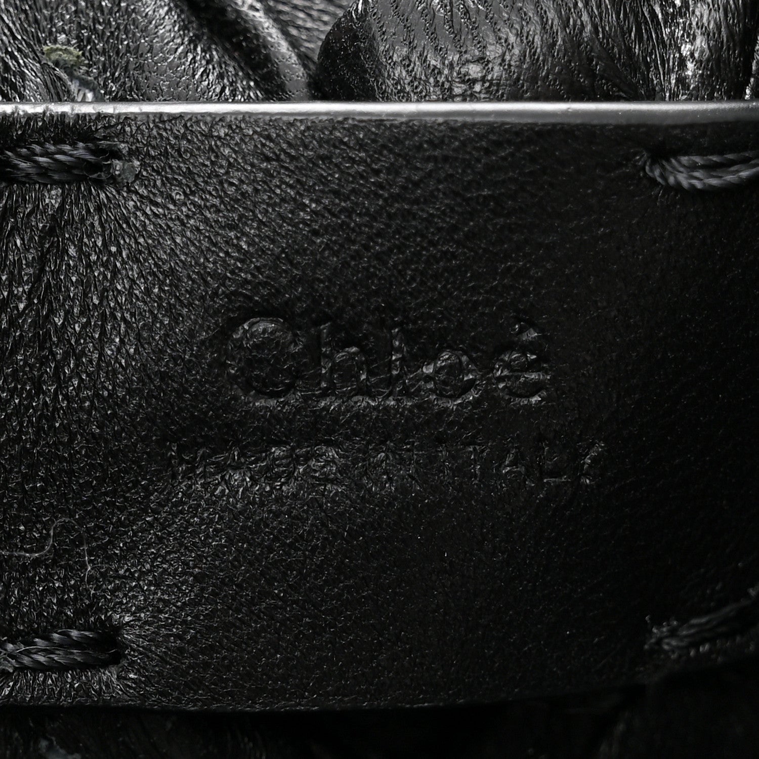 Chloe Lambskin Woven Wooden C Shoulder Bag Black 6 of 11
