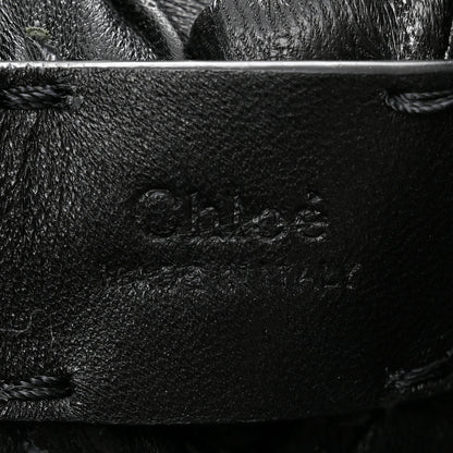 Chloe Lambskin Woven Wooden C Shoulder Bag Black 6 of 11