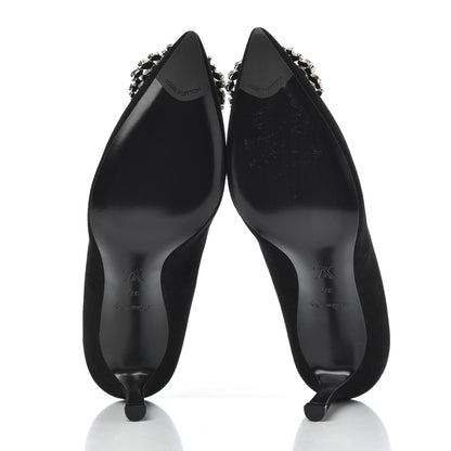 Louis Vuitton Suede Baby Goat Swarovski Crystal Madeleine Pumps 37 Black 5 of 13