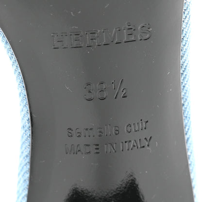 Hermes Denim Fringe Oasis Sandals 38.5 Bleu Clair 9 of 10