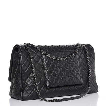 Chanel Calfskin Quilted XXL Travel Flap Bag Black 3 of 7