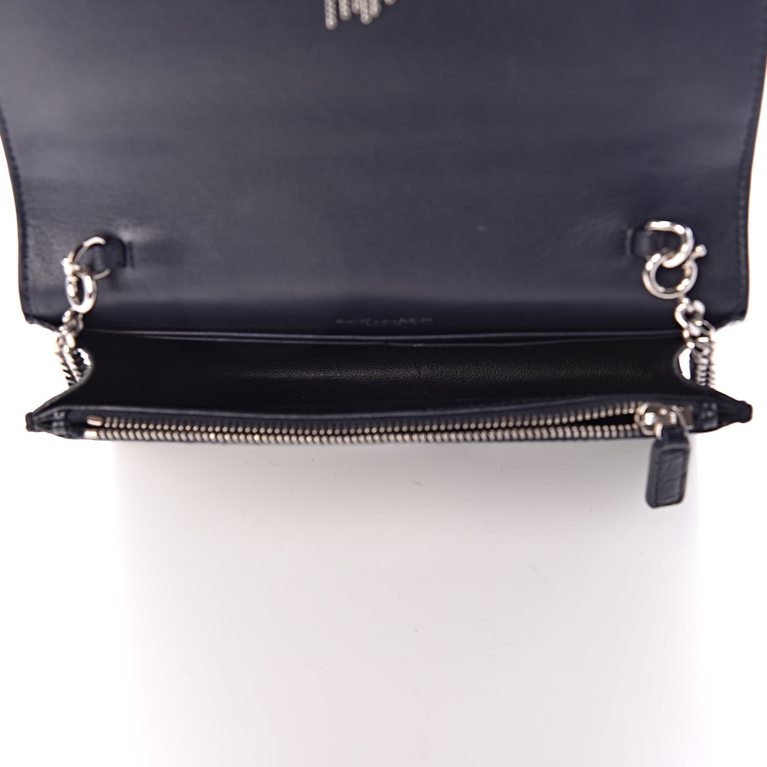Saint Laurent Calfskin Crocodile Embossed Kate Monogram Tassel Chain Wallet Deep Marine 7 of 9