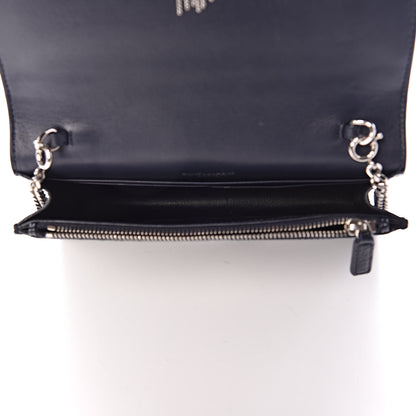 Saint Laurent Calfskin Crocodile Embossed Kate Monogram Tassel Chain Wallet Deep Marine 7 of 9