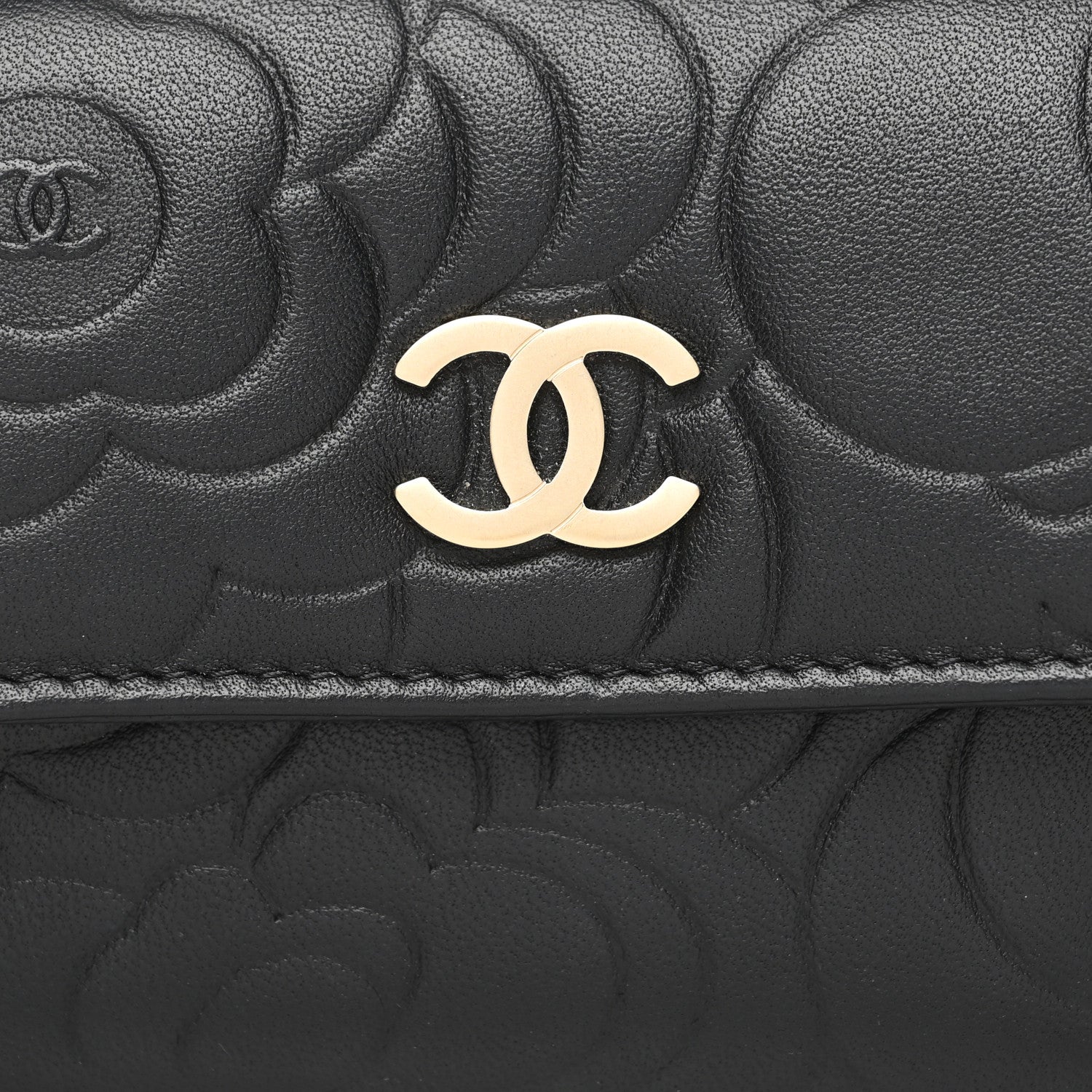 Chanel Lambskin Camellia Embossed Flap Card Holder Black 10 of 12