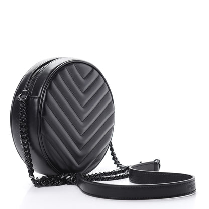 Saint Laurent Calfskin Matelasse Chevron Round Vinyle Camera Bag Black 3 of 10