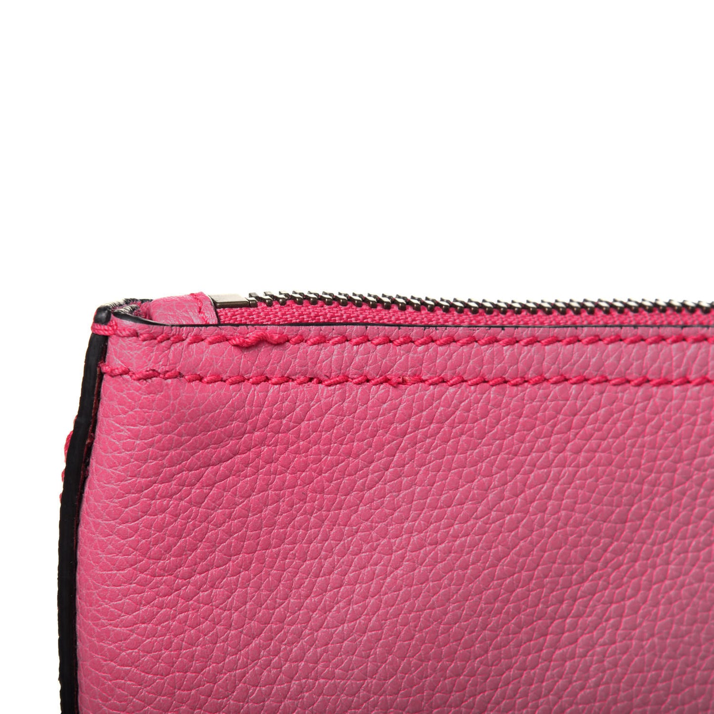 Pebbled Calfskin Medium Logo Portfolio Clutch Box Pink Green